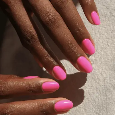 Hot pink Barbie nails