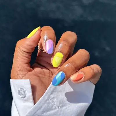 Colorful swirl nail art