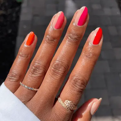 Neon split nail manicure