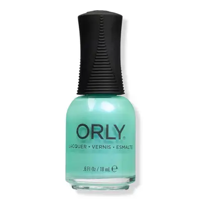 A bottle of teal ORLY nail polish with a black cap