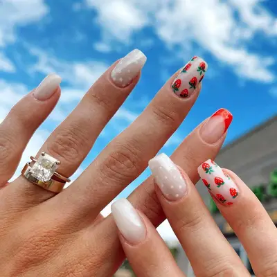 Strawberry Polka Dot manicure