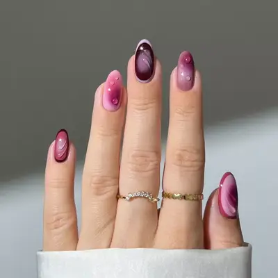 3D Purple Aura Nails