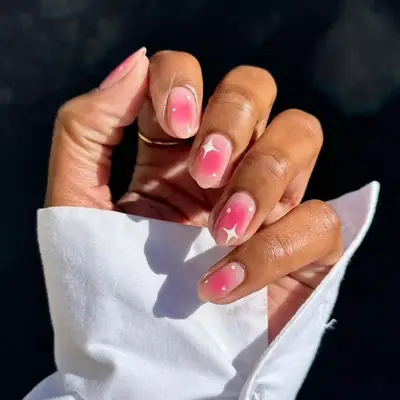 Pink aura nails with star detail