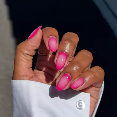 Pink-on-pink aura nails