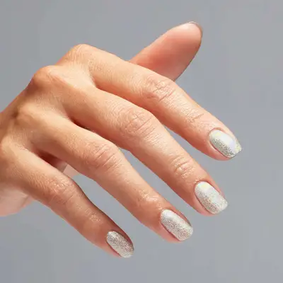 Hand painted with silver glitter Cancer zodiac nails 