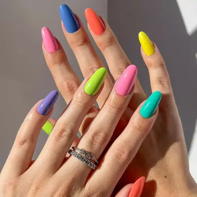 Pastel Neon Skittle Nails 