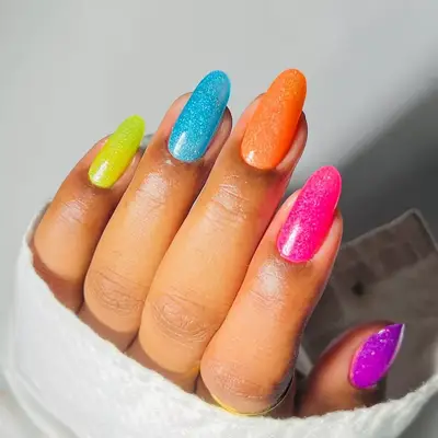 Rainbow Shimmer Skittle Nails