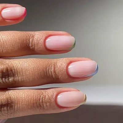Micro Pastel Asymmetric Tips - MYM Beauty Short Nude Nail Ideas