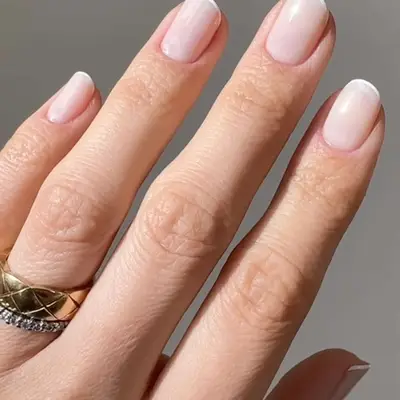 Milky Micro French Tips - MYM Beauty Short Nude Nail Ideas