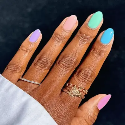 pastel neon nails in springtime shades
