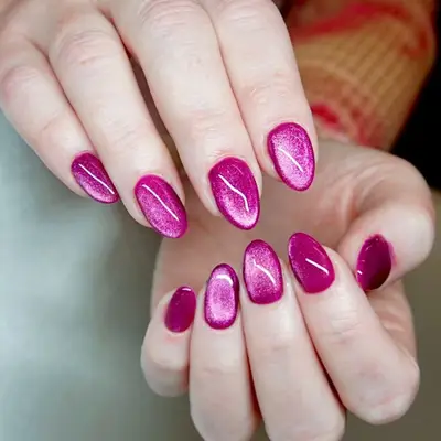 Magenta Velvet Glass Nails - MYM Beauty Glass Velvet Nails 