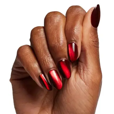 Dark Red Glass Velvet Nails - MYM Beauty Velvet Glass Nails 