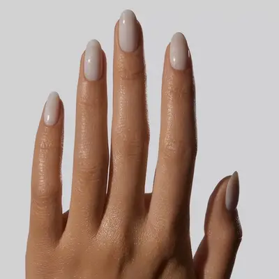 milky nails with glitter layer