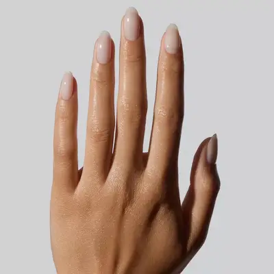 milky manicure in a very sheer shade