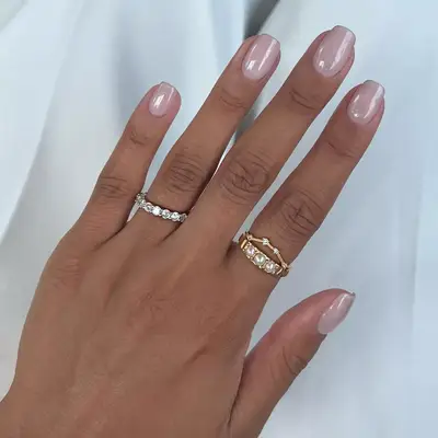 milky manicure on short square nails