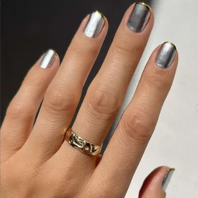 silver base with gold french tip