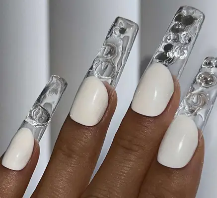 Crystal Clear french tips with white base