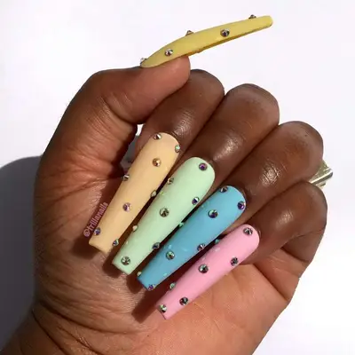 Studded matte nails
