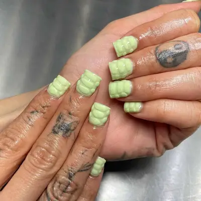 lime green matte nails