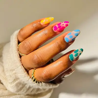 Neon multi-colored cow print