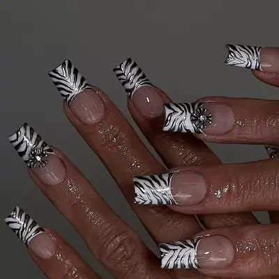 silver chrome zebra print tips