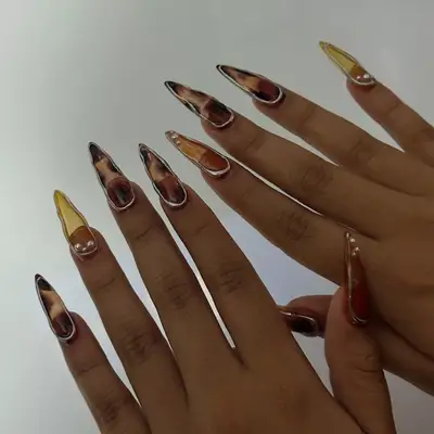 transparent cheetah print nails