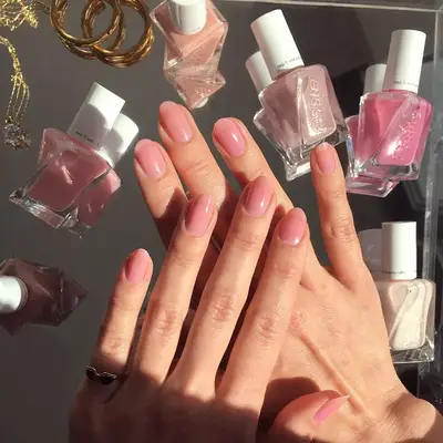 Sheer light pink nails