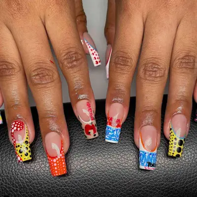 Yayoi Kusama-inspired manicure.