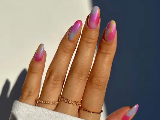 rainbow chrome nails