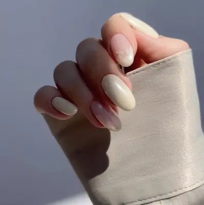 A French mani with chrome finish and flower decal 