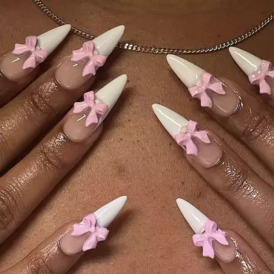ribbons and bows French manicure