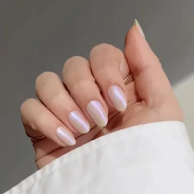 shimmery light pink nails