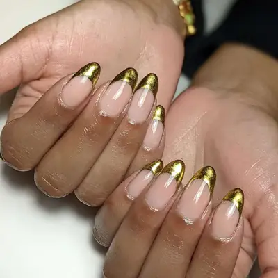 gold chrome nails