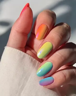 Rainbow gradient nails