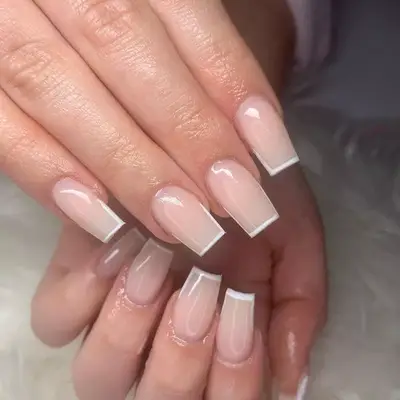 Subtle Acrylic nails with French tip and square tip
