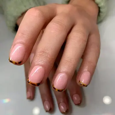 clear nails with Tortoiseshell Tips
