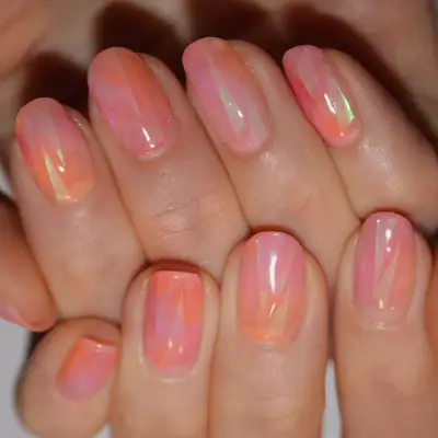 stained glass peach nails