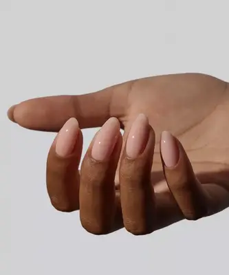 milky peach manicure