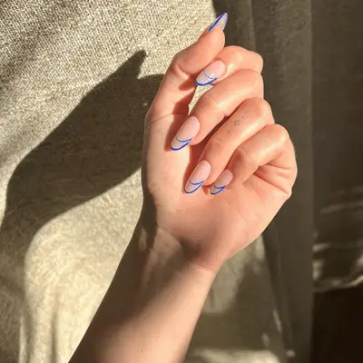Blue double French manicure