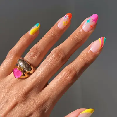 Mismatched bright nails