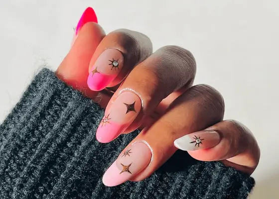 Pink Studded French Manicure