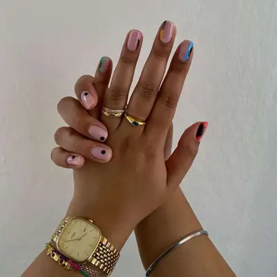 mismatched manicure