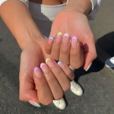 pastel french nails
