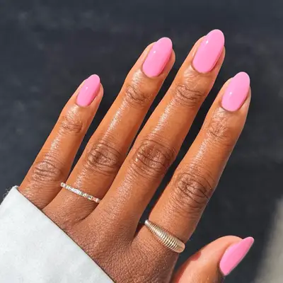 Manicure with bubblegum pink polish 