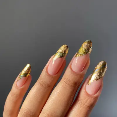 A manicure with foil French tips