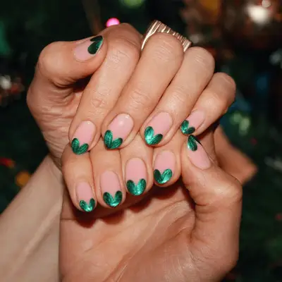 short green heart nails