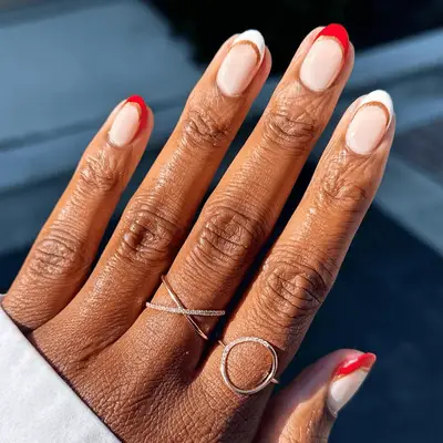 red and white french tips