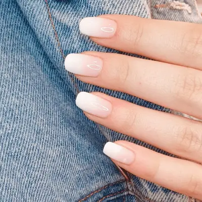 Ultra-subtle pale pink French ombre manicure