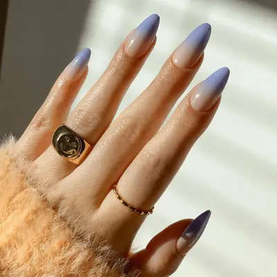 Nude and dusky blue fade ombrÃ©