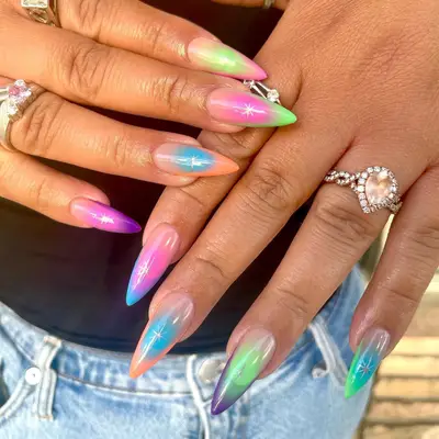 Classic pink-to-white French ombre manicure